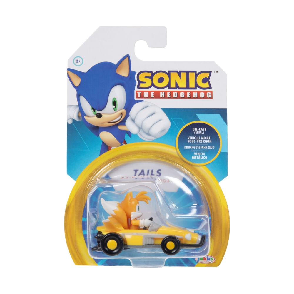 Sonic Figura 06 Cm Articulado The Hedgehog con Vehiculo de Metal