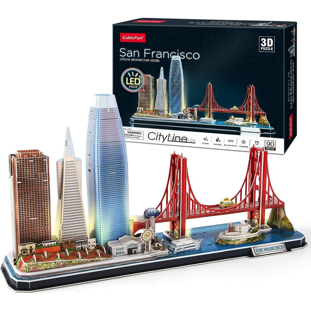 Cubic Fun Rompecabeza 3D con LED San Francisco Ciudad 90 Piezas