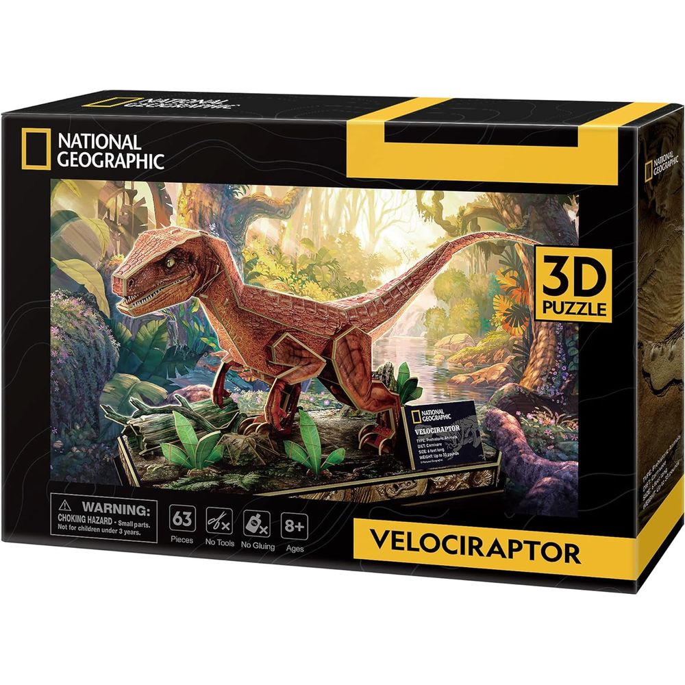 Cubic Fun Rompecabeza 3D National Geographic Velociraptor 63 Piezas