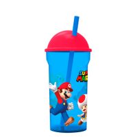 Vaso 460ml Transparente Tapa Alta Super Mario