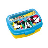 Sandwichera Rectangular Y Cubiertos Mickey Mouse