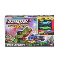 Teamsterz Pista Recta  2 Vehiculo Ataque de Dinosaurios