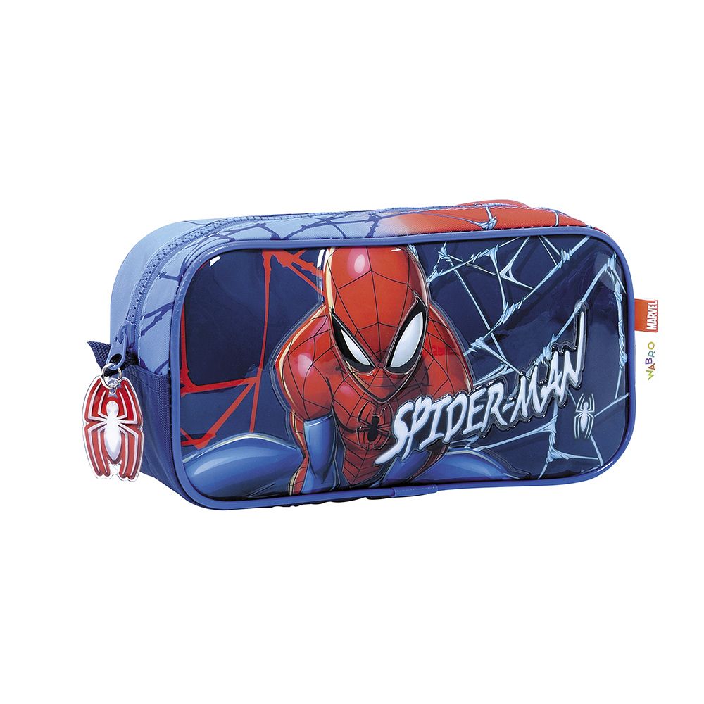 Spiderman Cartuchera Simple Web Celeste