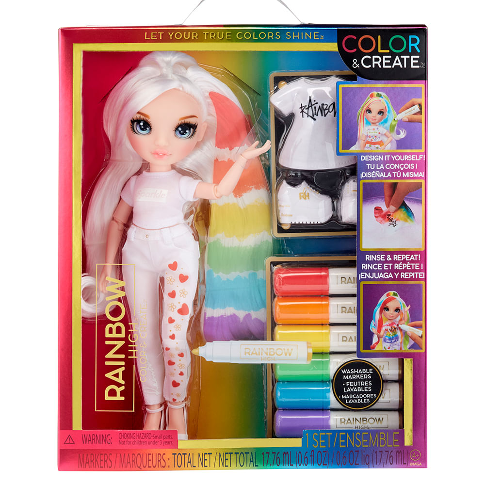 Rainbow High Muñeca 27cm Fashion Celeste Pack X3 Color & Create