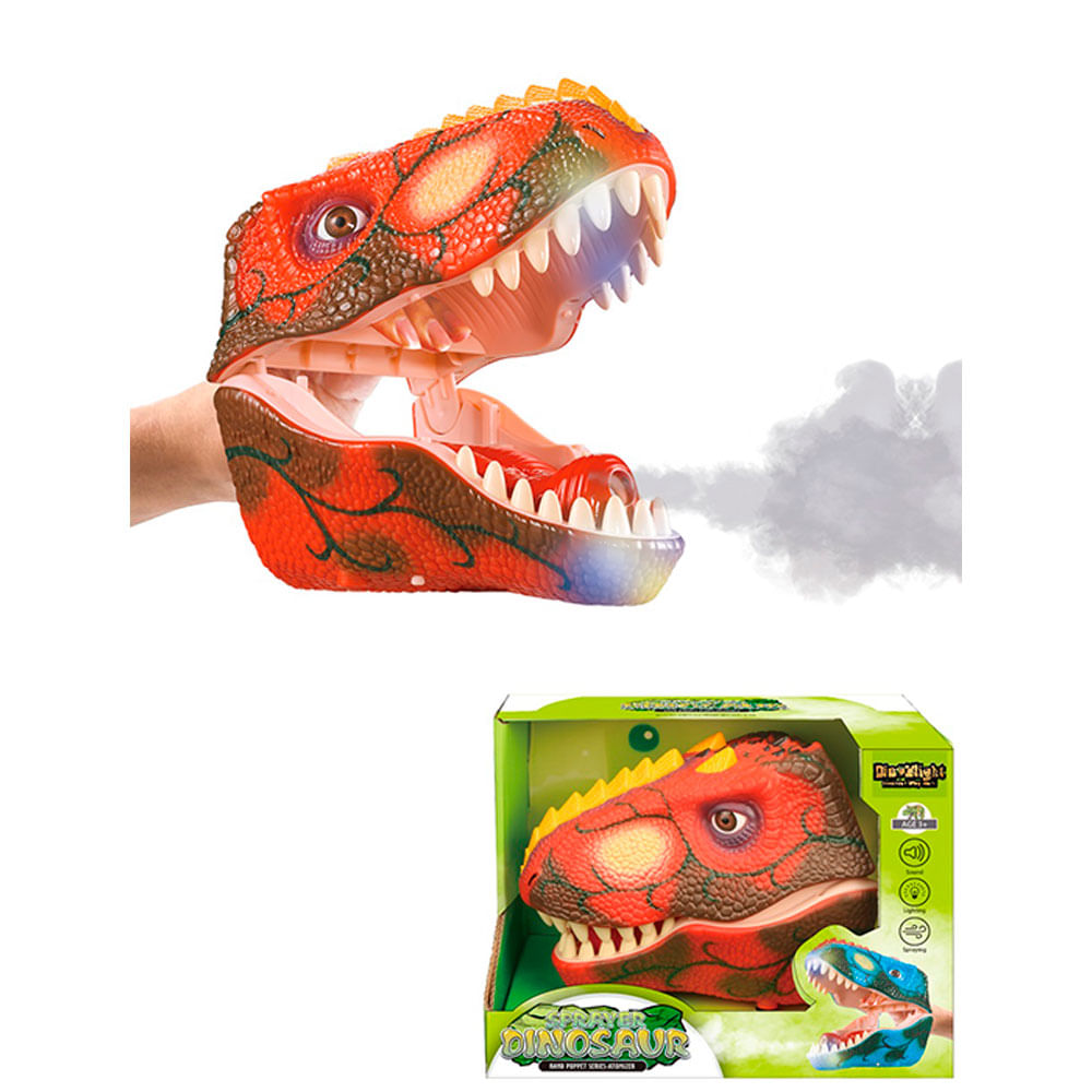 Dinosaurs Figura 21cm Dino Might Guante Titere Con Vapor Luz Y Sonido ROJO