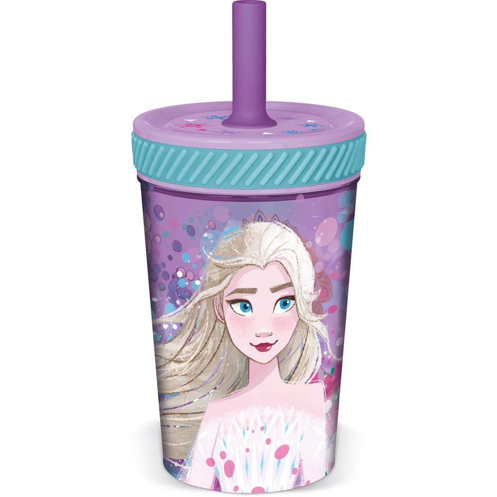 Stor Drop Safe Silicone Straw Pp Tumbler 370 Ml Frozen Violeta