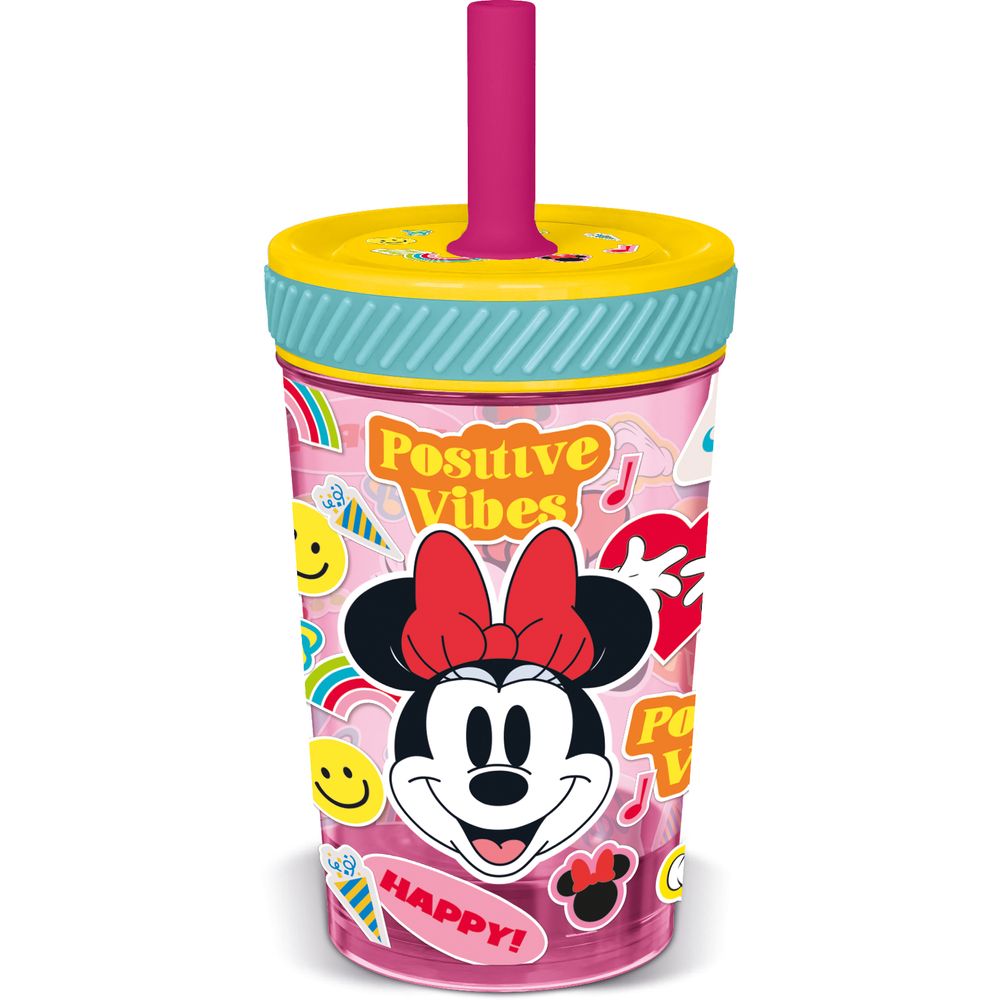 Stor Drop Safe Silicone Straw Pp Tumbler 370 Ml Minnie Mouse Poder De La Flor