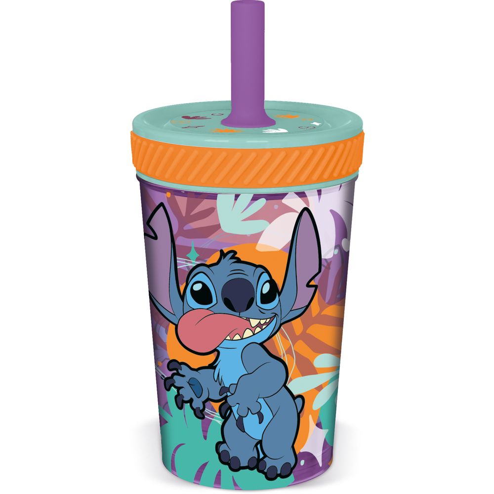 Stor Drop Safe Silicone Straw Pp Tumbler 370 Ml Stitch Aloha