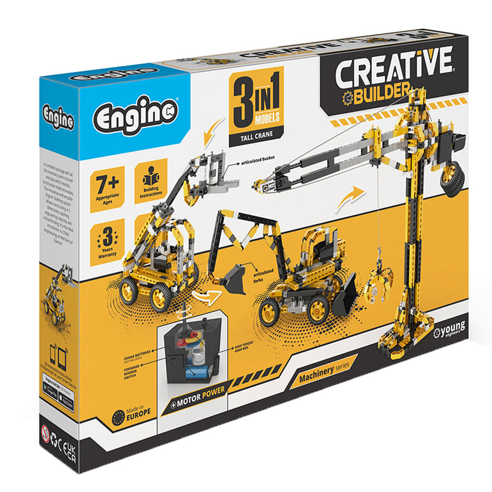 Engino Playset 50cm Creative Builder Grúas 3 En 1 Para Armar