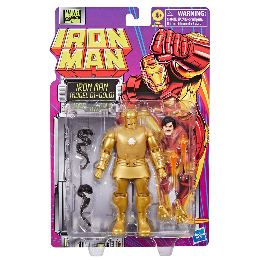 Hasbro Marvel Figura 18cm Articulado Legends Retro Iron Man Modelo 01 Gold