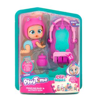 Muñeca Cry Babies PLaytime 09cm Gatea Y Gimnasio Interactivo Millie